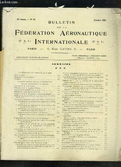Bulletin de la Fdration Aronautique Internationale N75 - 19e anne