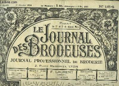 Le Journal des Brodeuses N154 - 8e anne : Combinaison jupon fillette - Pantalon assorti - Nappe d'Autel - Abat-jour tambourin - Trois chemises de jour - Motifs fantaisie - Monogrammes ...