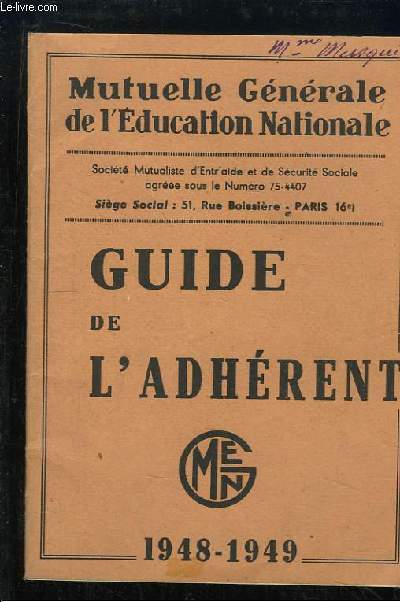 Guide de l'Adhrent 1948 - 1949