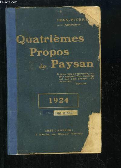 Quatrimes Propos de Paysan, 1924