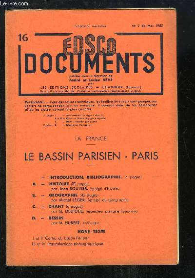 EDSCO Documents N16 : Le Bassin Parisien, Paris.