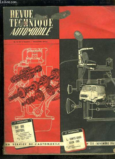 Revue Technique Automobile N235 : Daf 600 Daffodil - Compte-rendu du Salon 1965 ...