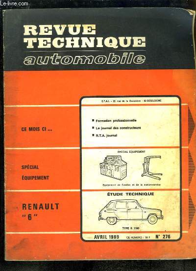 Revue Technique Automobile N276 : Renault 6