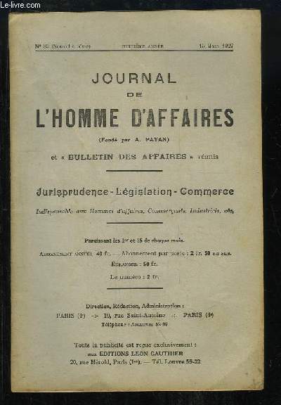 Journal de l'Homme d'Affaires N39 - 8e anne :