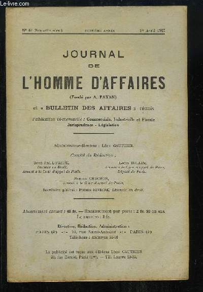 Journal de l'Homme d'Affaires N40 - 8e anne :