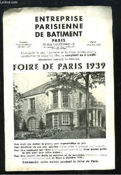 Programme de la Foire de Paris, 1939