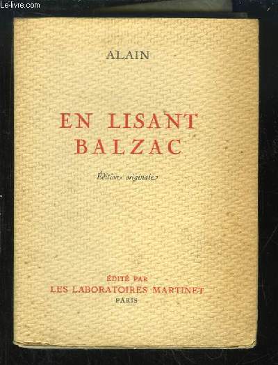 En Lisant Balzac. Edition originale.