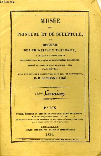 Muse de peinture et de sculpture, 115me Livraison : Junon allaitant Hercule - Scne du Dluge - Jsus-Christ lev en Croix - Runion Joyeuse - Hercule, combattant les Centaures - Crs.