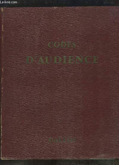 Codes d'Audience. Suivis des Lois, Ordonnances et Dcrets usuels - 1er fvrier 1961