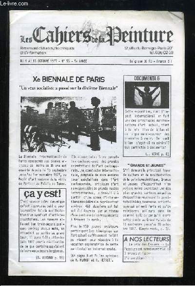 Les Cahiers de la Peinture N56 - 5e anne : Xe biennale de Paris - Grands et Jeunes d'aujourd'hui - Un syndicat est n ...