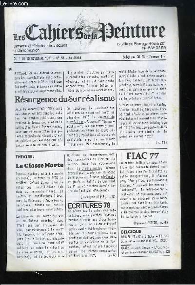 Les Cahiers de la Peinture N58 - 5e anne : Rsurgence du Surralisme - La classe morte - FIAC 77 - Europalia  Gand - Aragon et les autres ...
