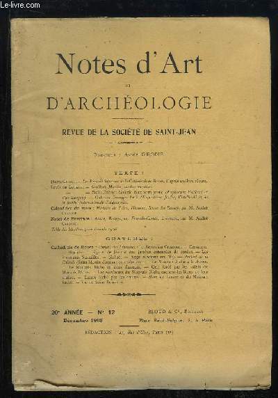 Notes d'Art et d'Archologie N12 - 20e anne : Les Portails latraux de la Cathdrale de Rouen - Guilbert-Martin, matre-mosaste ...