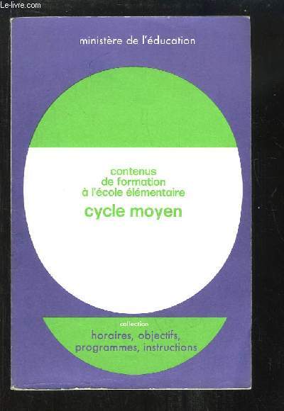 Contenus de formation  l'cole lmentaire. Cycle Moyen.