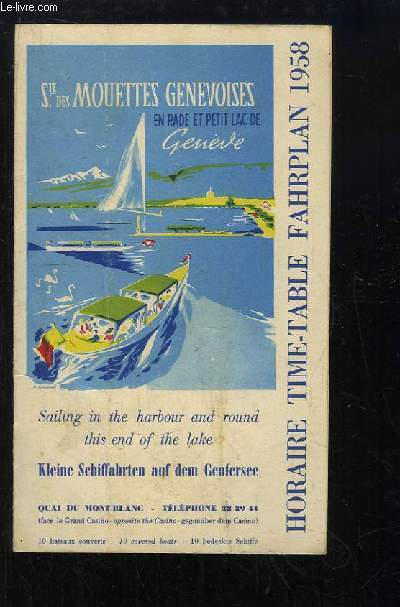 Horaire Time-Table Fahrplan 1958