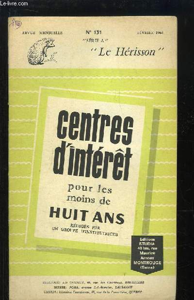 Centres d'Intrt pour les moins de huit ans. N131 - 