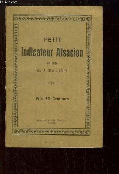 Petit Indicateur Alsacien, valable au 3 mars 1919