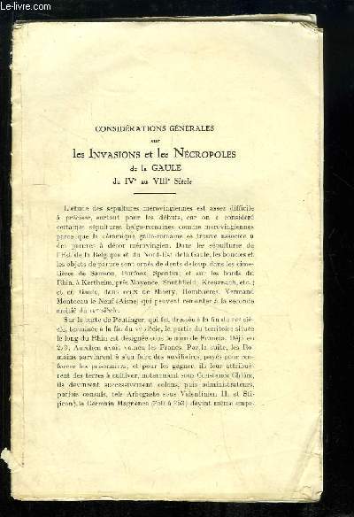 Comptes Rendus, Rapports, Mmoires Notices et Planches du XLIVe volume du Bulletin de la Socit Archologique de Bordeaux : Considrations sur les Ncropoles de la Gaule - Sarcophages, Stles funraires