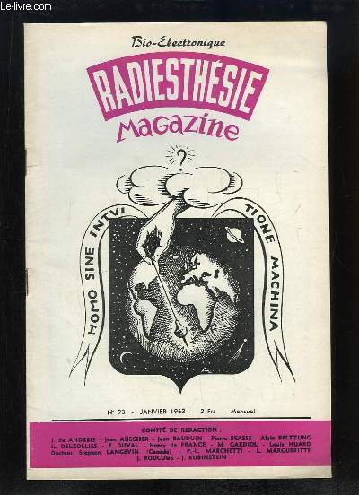 Radiesthsie - Psychic - Magazine N93 : Madame de Prima Grandon - La Radar-Cosmie - Le diafoirisme - Les ondes telluriques ...