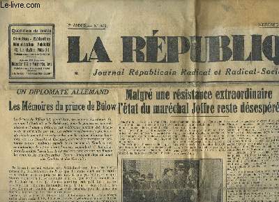 La Rpublique, journal rpublicain radical et radical-socialiste, N570 - 2me anne : Les mmoires du Princ de Blow ...