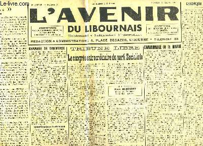 L'Avenir du Libournais, N27 - 1re anne : Le congrs extraordinaire du Parti Socialiste, par Jean BERNADET - Relever les Ruines ...
