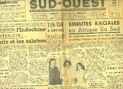 Sud-Ouest, n1363 / 5e anne : Tien-Tsin a capitul - Emeutes raciales en Afrique du Sud ...