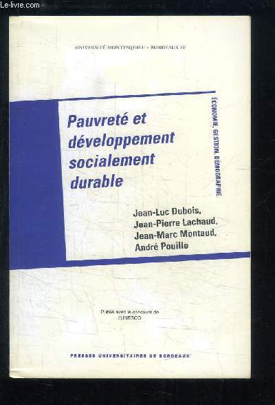 Pauvret et dveloppement socialement durable.