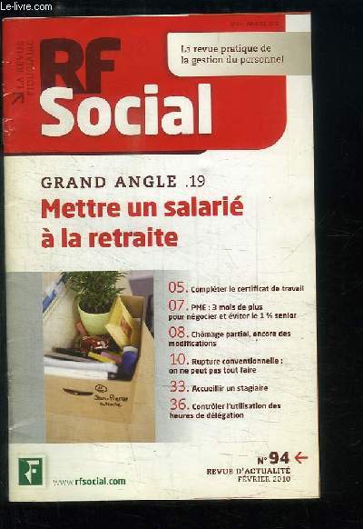 RF Social N94 : Mettre un salari  la retraite - Complter le certificat de travail ....