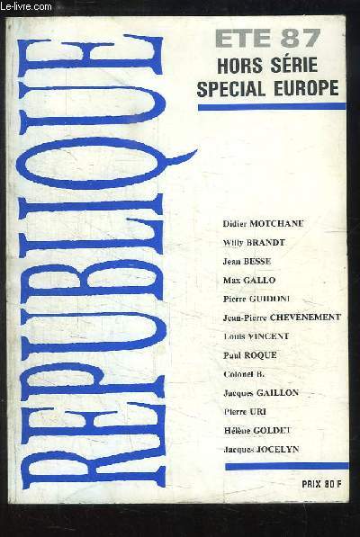 Rpublique Et 1987, Hors-sri : Spcial Europe.