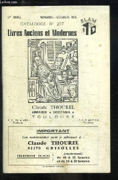 Catalogue n237, de Livres Anciens et Modernes.