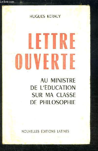 Lettre ouverte au Ministre de l'Education sur ma classe de philosophie