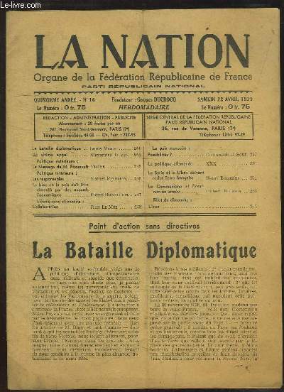 La Nation N16 - 15e anne : La Bataille Diplomatique.