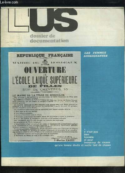 L'US - L'Universit Syndicaliste, Dossier de Documentation N3 : Les Femmes Enseignantes.