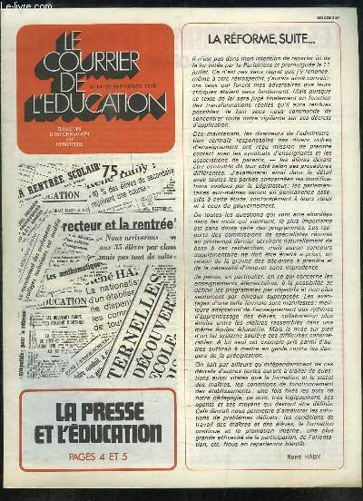 Le Courrier de l'Education N14 : La Presse d'Education.