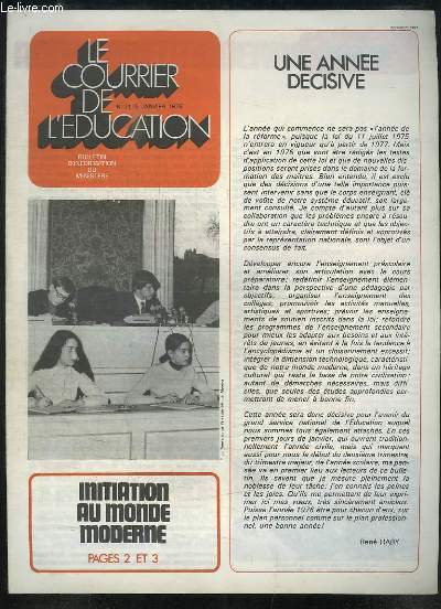 Le Courrier de l'Education N21 : Initiation au monde moderne.