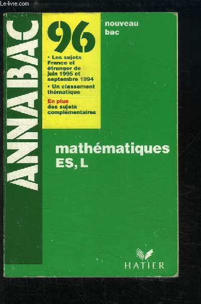 Annabac 96. Mathmatiques ES, L.
