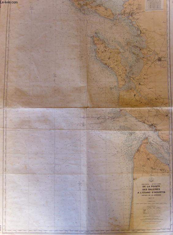 Carte Maritime De la Pointe des Baleines  l'Etang d'Hourtin, entre de la Gironde. Ocan Atlantique - Cte Ouest France.