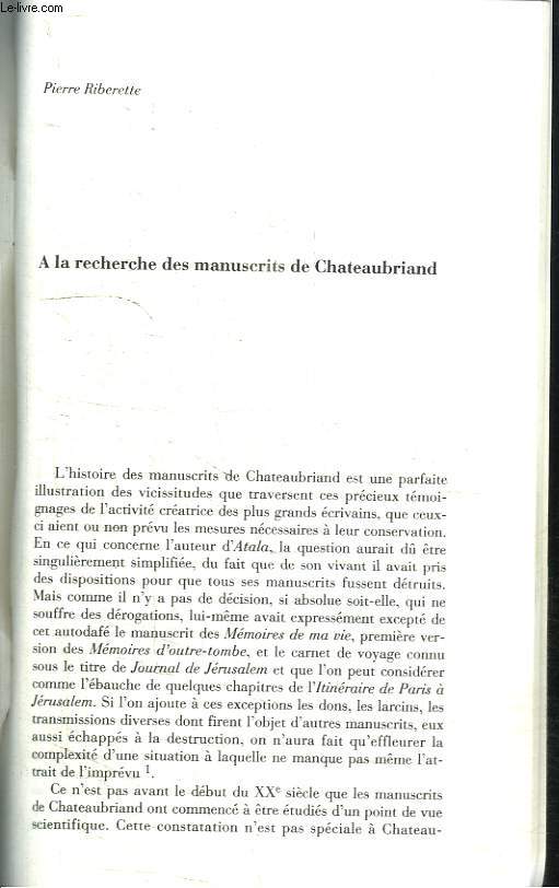 A la recherche des Manuscrits de Chateaubriand