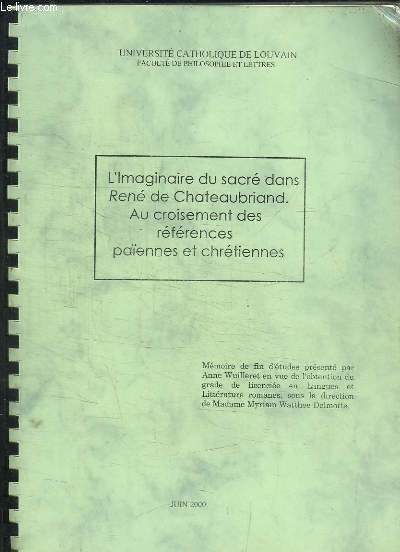 L'Imaginaire du Sacr dans Ren de Chateaubriand. Au croisement des rfrences paennes et chrtiennes.