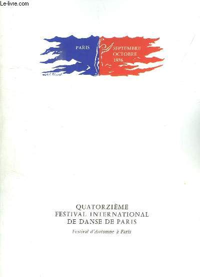 Programme du Quatorzime Festival International de Danse de Paris.