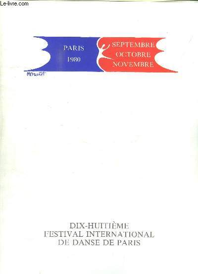 Programme du Dix-Huitime Festival International de Danse de Paris.
