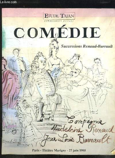 Comdie. Successions Renaud-Barrault. Catalogue de la vente aux enchres du 27 juin 1995 au Thtre Marigny.