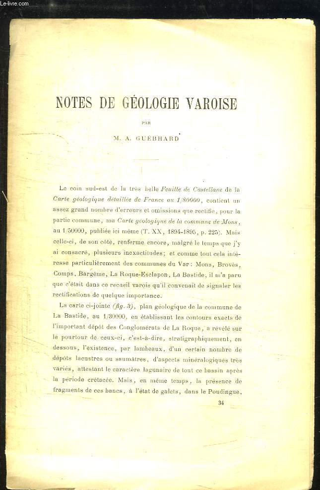 Notes de Gologie Varoise. Suivi de L'Election des Dputs du Var, par E. POUPE