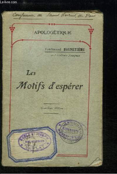 Les Motifs d'esprer. Discours prononc  Lyon le 24 novembre 1901