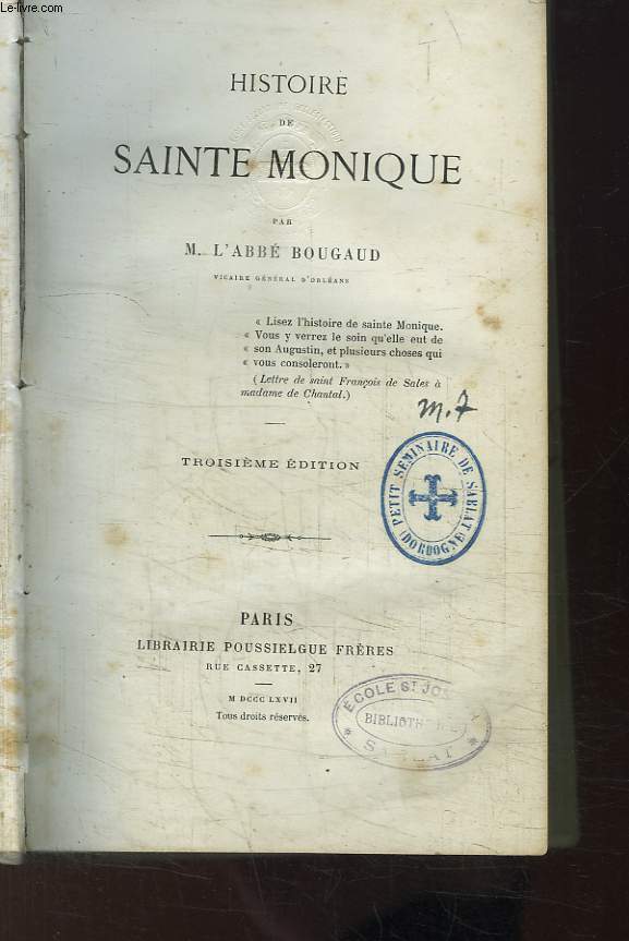Histoire de Sainte Monique.