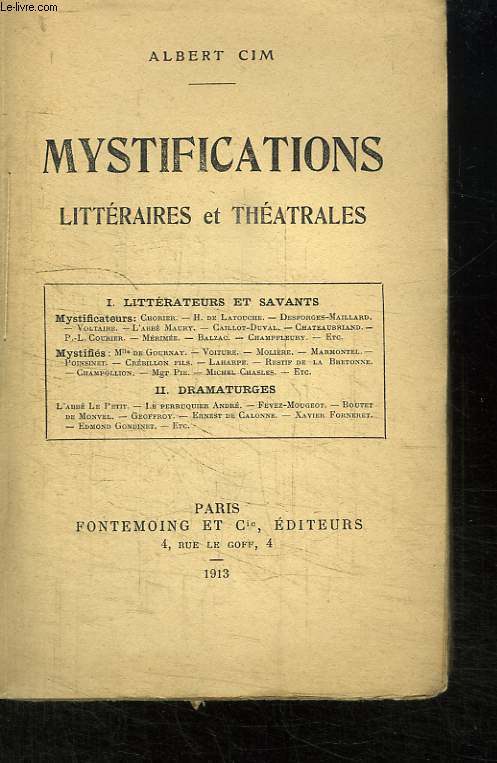 Mystifications littraires et thatrales.