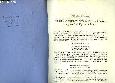 Autour d'un manuscrit retrouv d'Andr Chnier : la premire lgie  Le Brun.