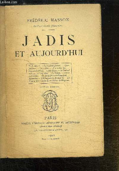 JADIS ET AUJOURD'HUI.