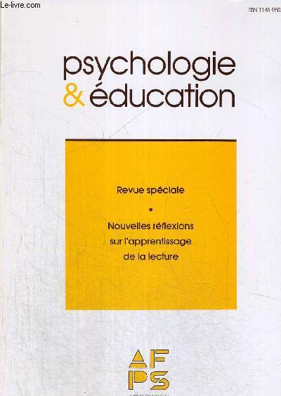 PSYCHOLOGIE & EDUCATION - N6 - 1991 - REVUE SPECIALE - NOUVELLES REFLEXIONS SUR L APPRENTISSAGE DE LA LECTURE