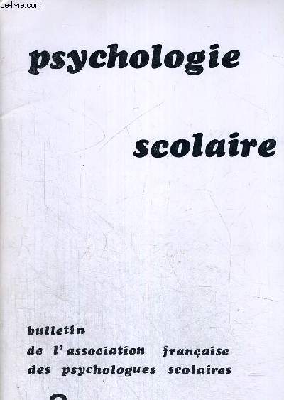 PSYCHOLOGIE SCOLAIRE N8 DECEMBRE 1971