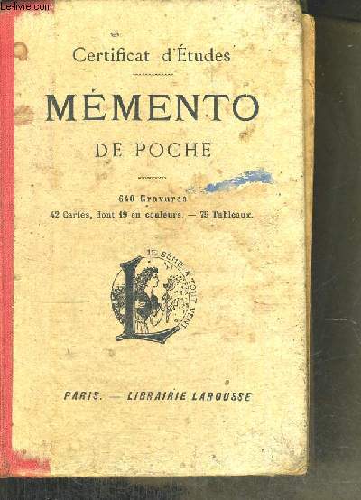 MEMENTO DE POCHE - 640 GRAVURES - 42 CARTES DONT 19 EN COULEURS - 75 TABLEAUX